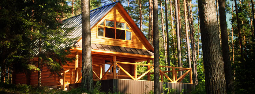 Log cabin in the woods